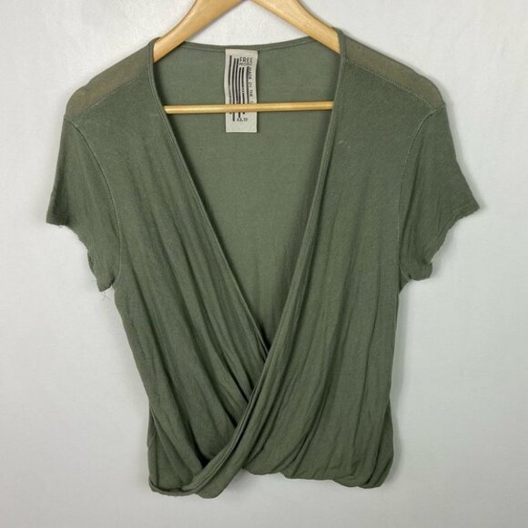 Free People Green Hoffman Slouchy‎ Short Sleeve Tee Size XS T-Shirt Army Green - Picture 12 of 13